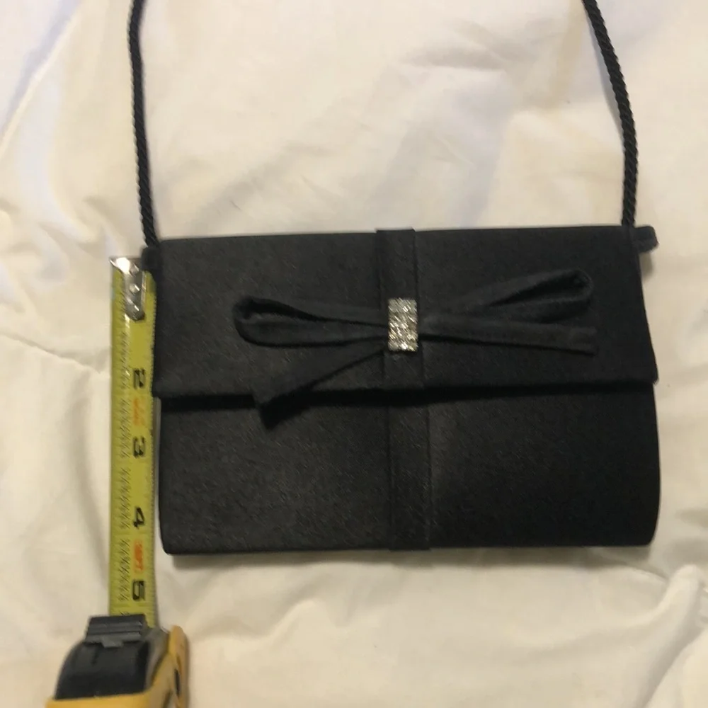 Formal, small, black satin purse